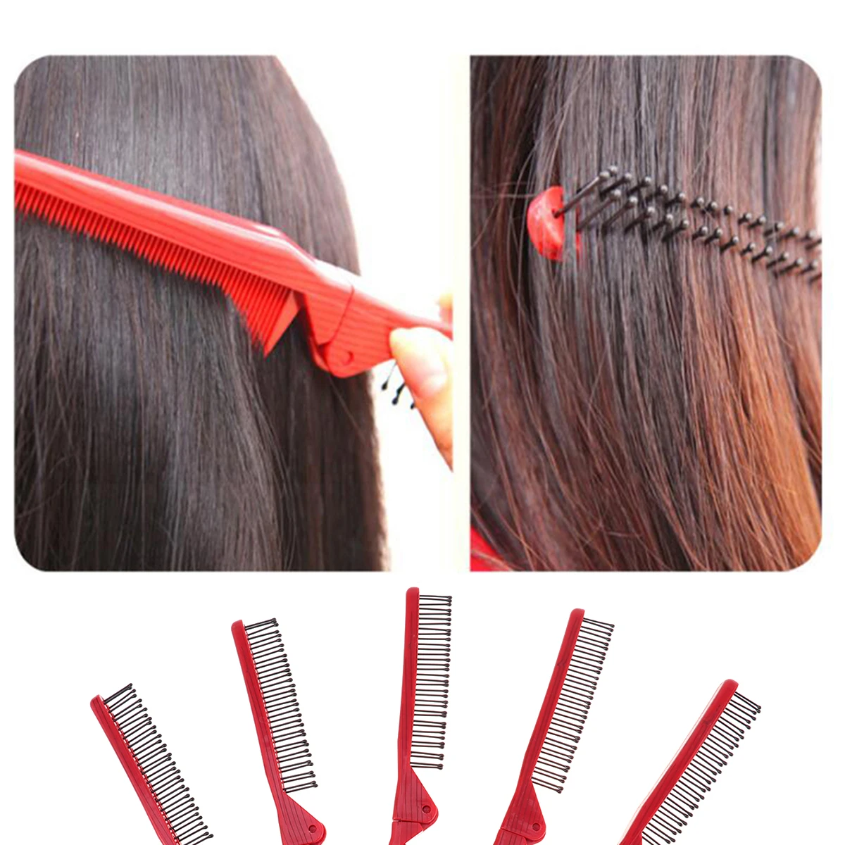 

5pcs Travel Combs Folding Pocket Hairbrush Straightening Portable Salon Tools Plastic Hair Combs For Home Use