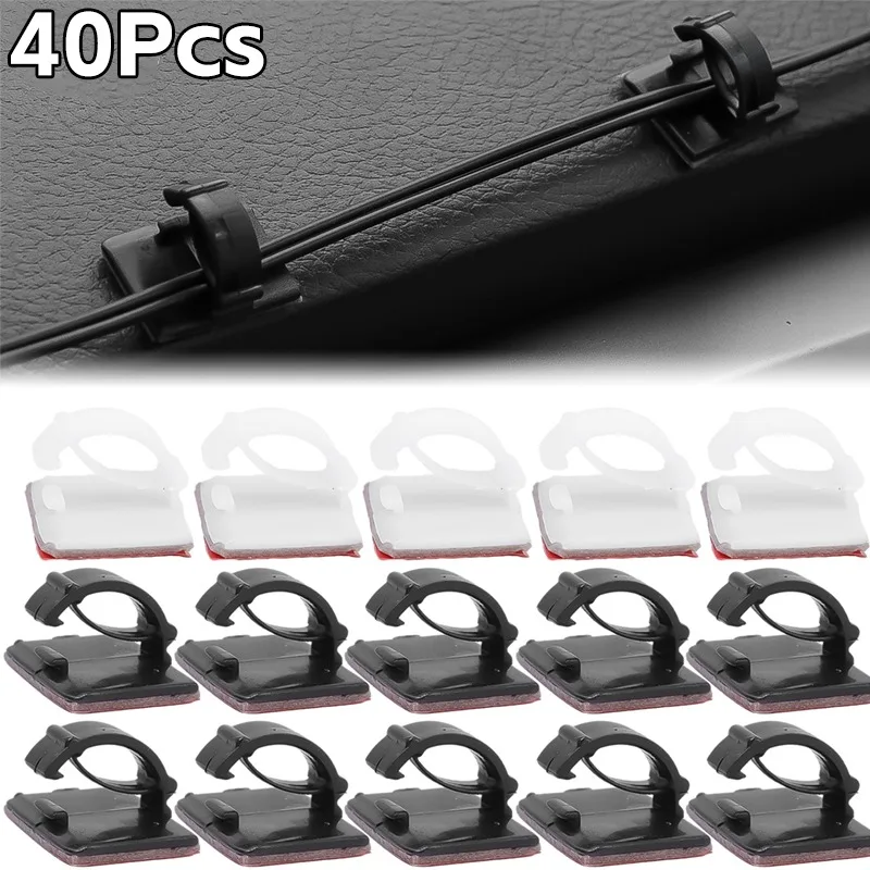 10-40Pcs Self-Adhesive Driving Recorder Wire Organizer Clips High Quality Car Wire Tie Clips Desk Cable Cord Management Holder