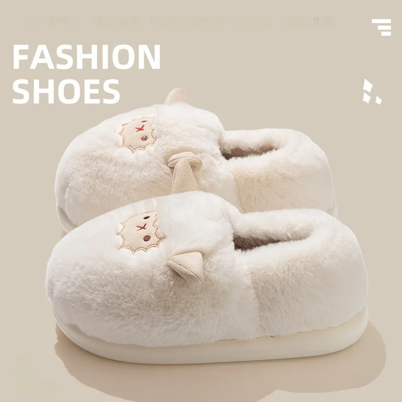 

Paul, Новое поступление, милые хлопковые тапочки Little eep, женские зимние домашние нескользящие теплые домашние тапочки на каблуке