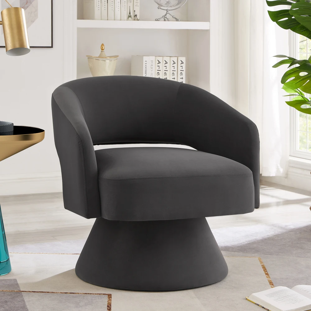 

Modern rotary barrel chair, decorative velvet round accent chair, 360 degree comfortable rotary chair, single chair armrest