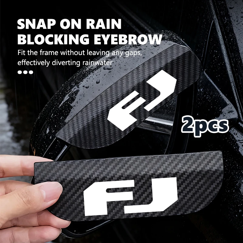 For Toyota Carbon Fiber Snap-On Car Rearview Mirror Rain Eyebrow FJ Cruiser FJ40 2006 2007 2012 2014 2016 2017 Legendary