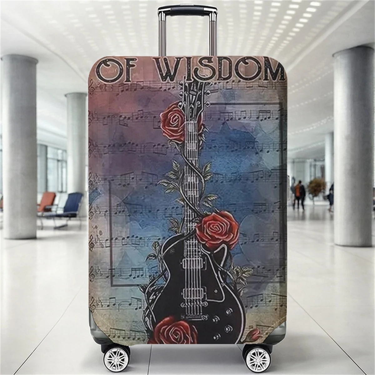 

Retro guitar rose pattern luggage case, suitable for 18-32 inch luggage cases, luggage handle gloves, travel accessories