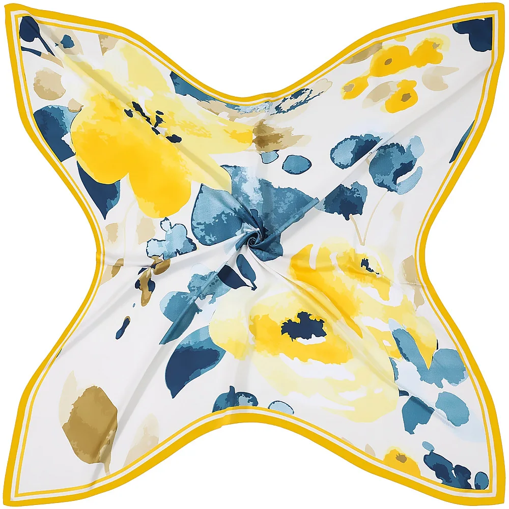 

130cm Versatile Travel Scarf Hand-Painted Floral Four Seasons Shawl UV Protection Large Square Gift Present Accessory