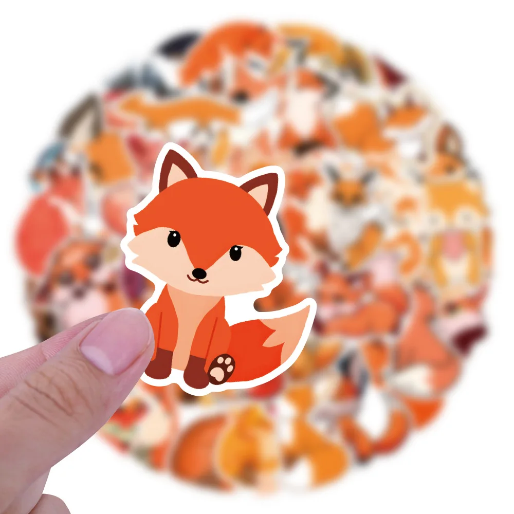 

10/60PCS Cartoon Cunning Fox Cute Decorative Stickers DIY Luggage Laptop Phone Guitar Car Bike Phone Decals Classic Kids Toy