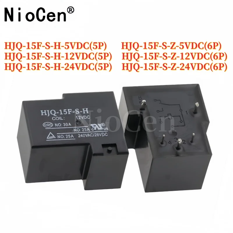 （1pcs）HJQ-15F-S-H-Z 05V/12V/24VDC 20A 5p/6p electric relay