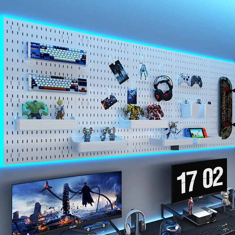 Nordic Style pegboard gamer accessories wall mount shelf peg board gaming hook Rack Plastic Storage for Kitchen Bathroom Office