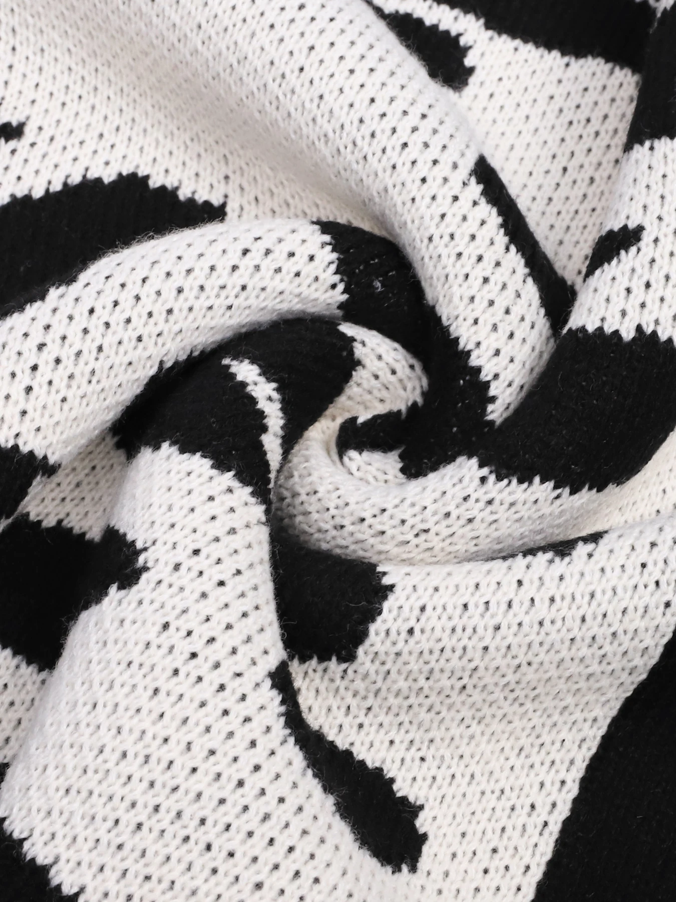 เสื้อสเวตเตอร์ลายสัตว์บล็อกสีสำหรับผู้หญิง แขนยาว คอกลม ทรงหลวม สไตล์ลำลอง ถักนิตติ้ง