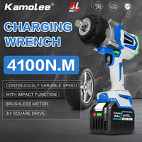 Kamolee 4100N.m Wireless Rechargeable Impact Wrench 3/4inch Brushless Electric Wrench Tool is compatible with makita 21V battery