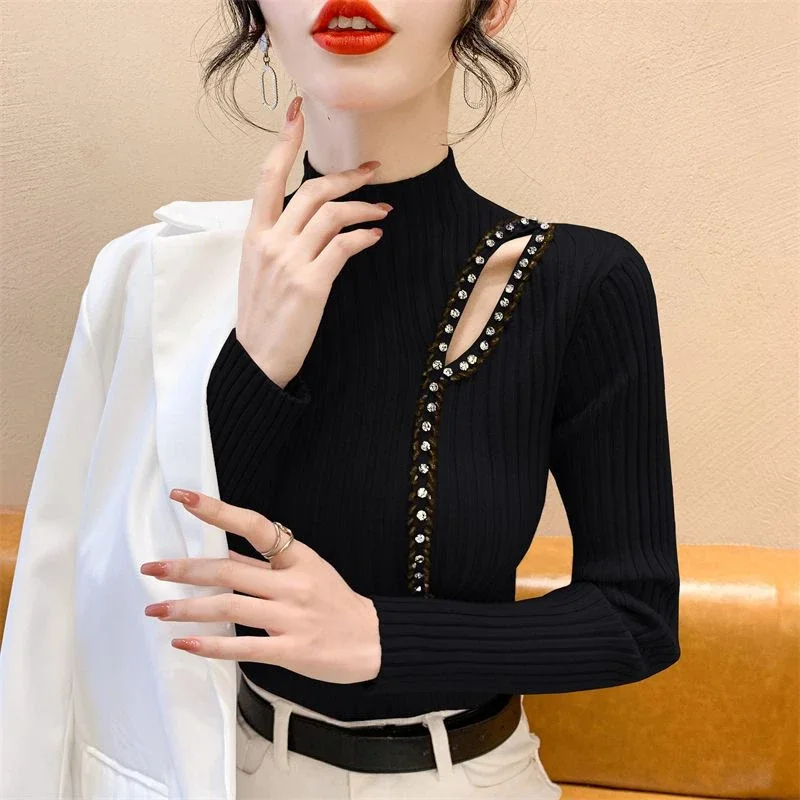 Luxury Designer High Quality 2024 Women\'s Knit Sweater Turtleneck Ladies Pullovers Autumn Wear To Work Korean Fashion Basic Fall