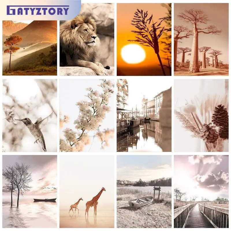 

GATYZTORY Modern Painting By Numbers With Frame 40x50cm Kits Nature Landscape Picture With Numbers For Home Wall Art Picture