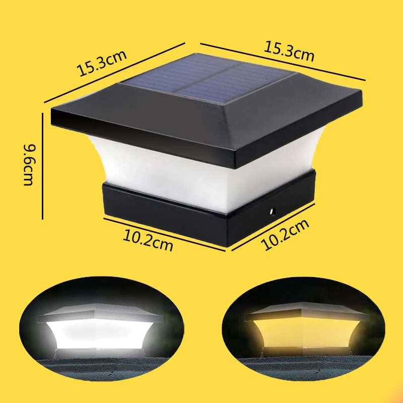 

LED Square Solar Stigma Lamps Waterproof Outdoor Garden Lights Door Column Light Dimmable Emergency Light for Fence Yard Path