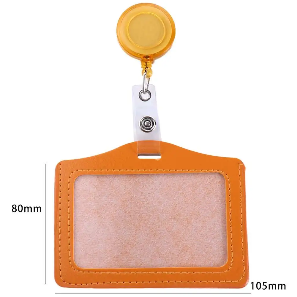 Work Card Badge Holder Clip PU Leather Card Holder Clip Retractable Badge Reels Nurse Doctor ID Badge Holder Name Card Holder