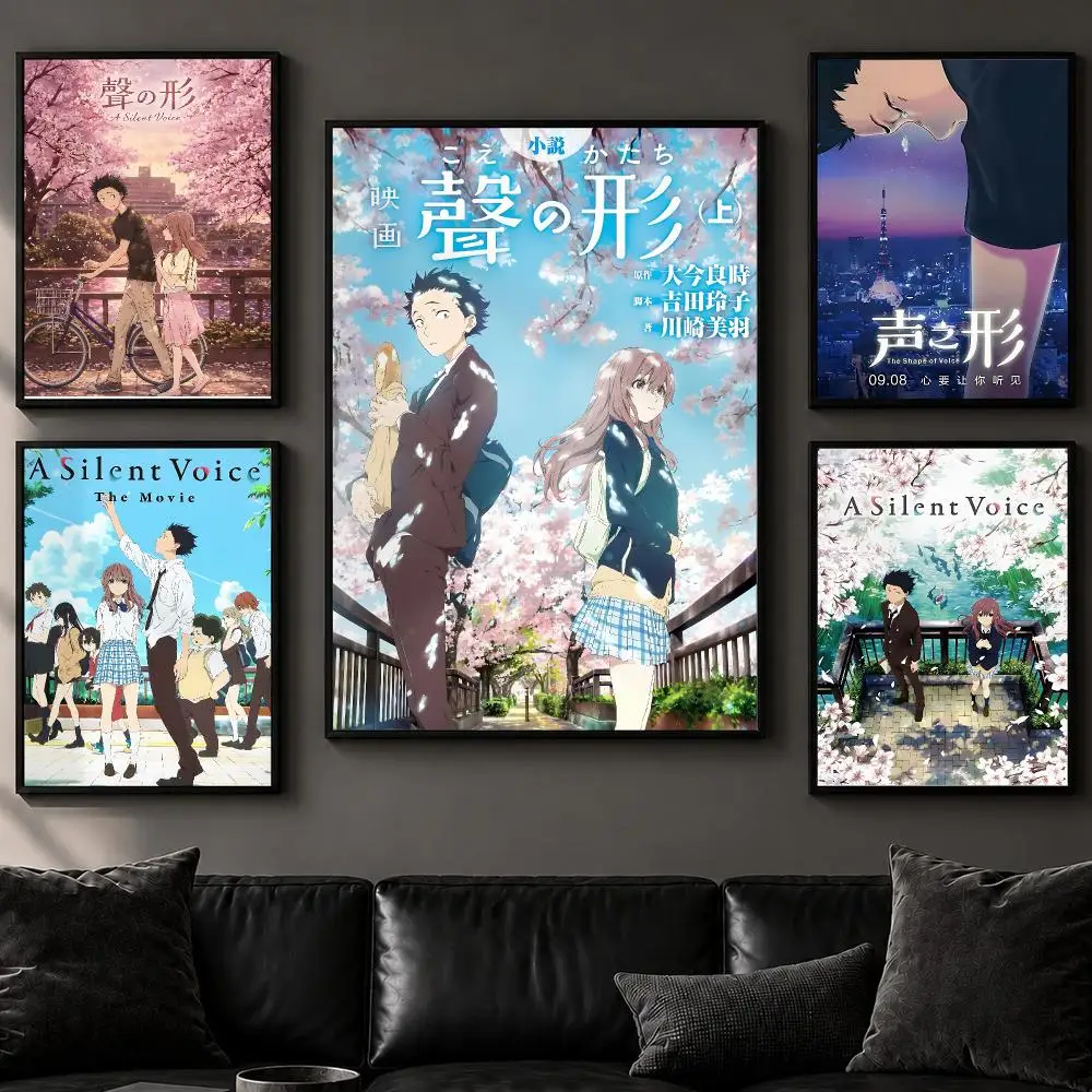 Movie A-A Silent VoiceS Poster Art  Self-Adhesive No Glue Residue Wall Decor for Bedroom Living Room
