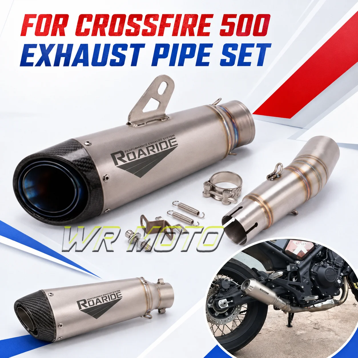 CROSSFIRE 500 Special Mid‑Pipe Rear Muffler Exhaust Assembly Bolt‑On Non‑Destructive Install Spare Parts