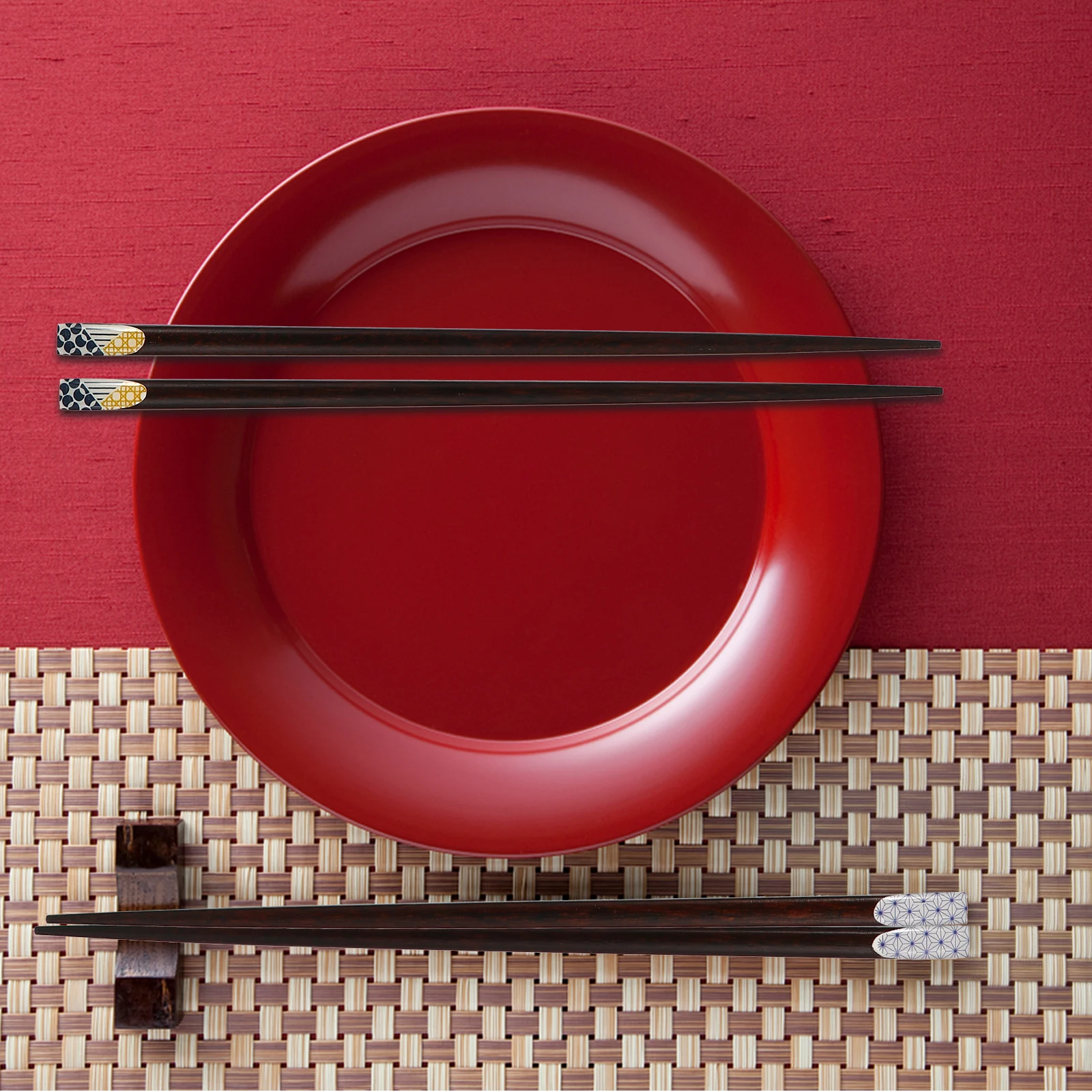 

4 Pairs Wooden Chopsticks Woody Food Cutlery Printing Practical Tableware Printed Solid