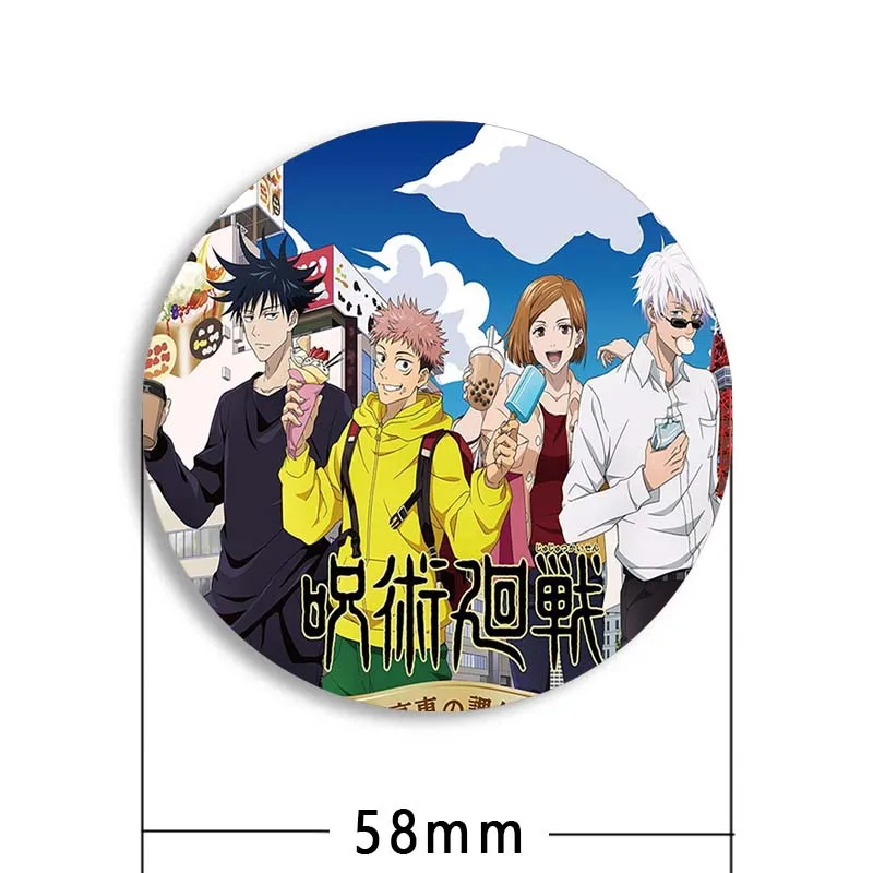 Ryomen Sukuna/Satoru Gojo Brooches Fushiguro Megumi/Itadori Yuji/Choso Cartoon Badge HD Print Round Handmade Anime Pins