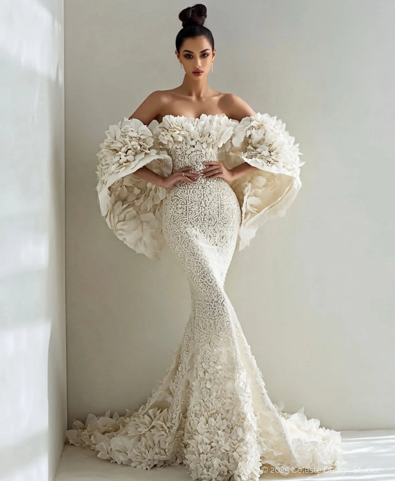 فستان زفاف مثير بحورية البحر بأكمام طويلة بدون حمالات مخصص فيستدوس دي نوفيا أماندا نوفيا أماندا نوفيا رسمي