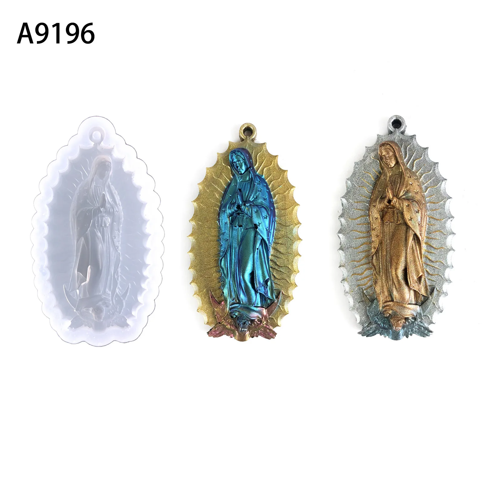 Virgin Mary Epoxy Resin Silicone Mold for DIY Handmade Ornaments Plaster Eardrop Jewelry Kids Toys Key Chain Fondant Mould