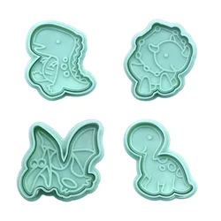 4Pcs/set Dinosaur Cookie Cutters Plastic 3D Cartoon Shape Pressable Biscuit Mold Pastry Embossing Biscuit Baking Tools