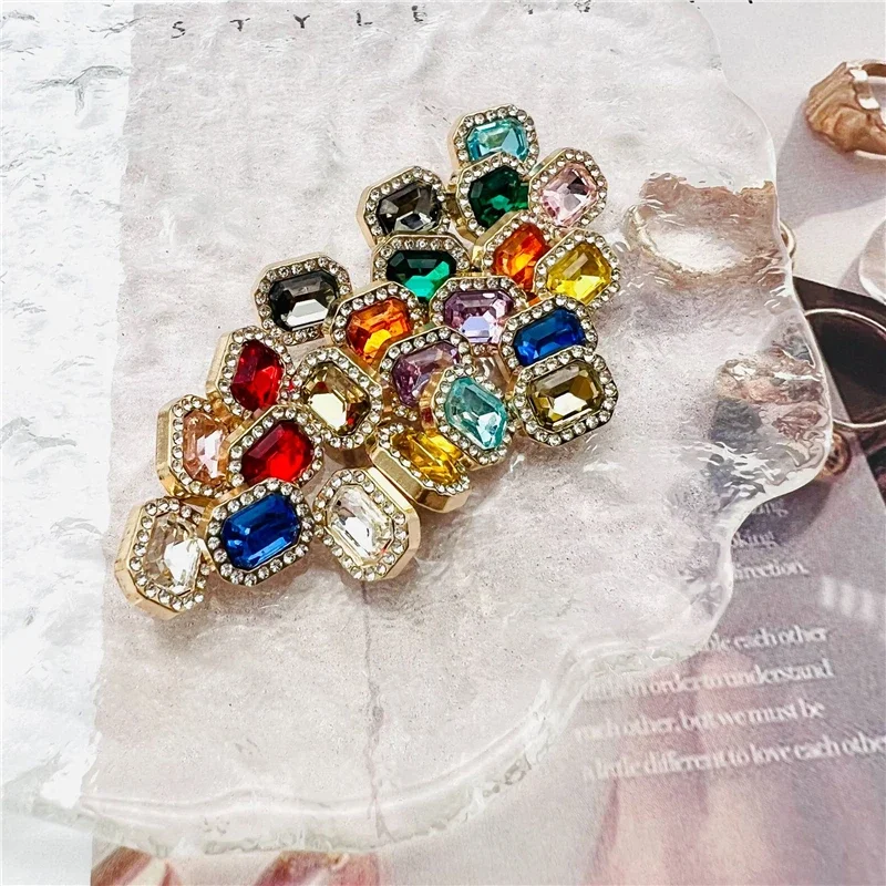 FCXDG 12.5mm Fashion High-grade Diamonds Colourful Square Metal Buttons Women's Shirts Jackets Dress Delicate Decorative Buttons