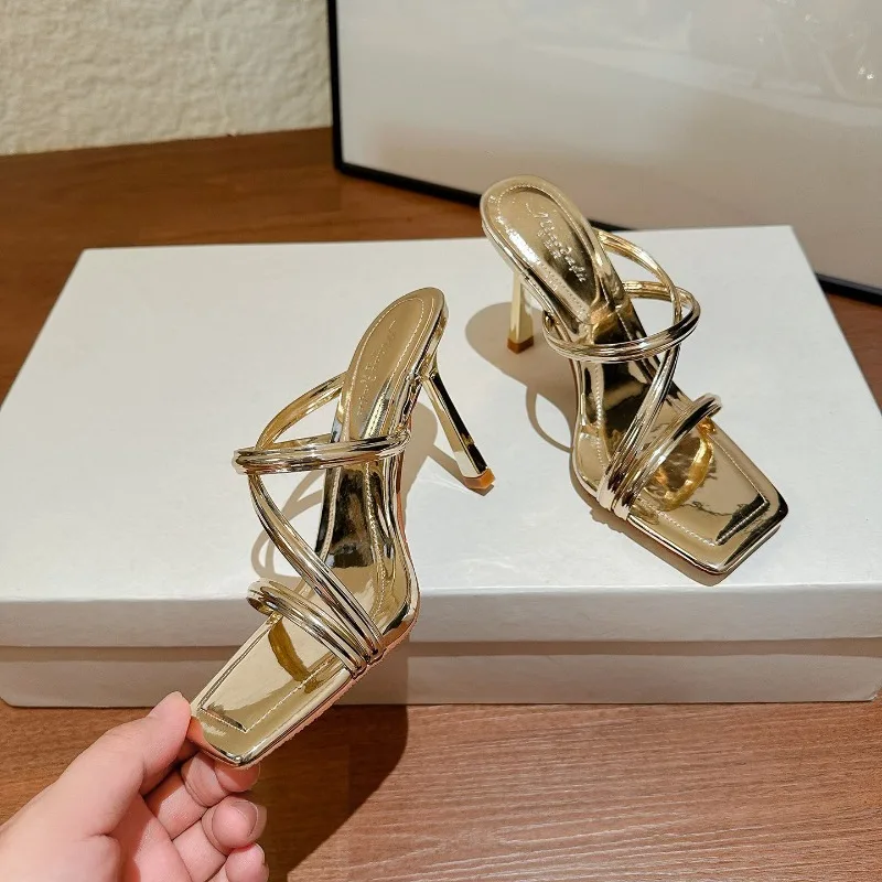 

New Women Shoes Fashion Patent Leather High Heeled Sandals for Woman Sexy Runway Style Casual Shoes Designer Shoes Zapatos Mujer