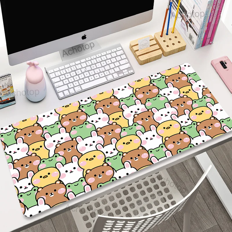 

Mouse Pad Cute Bear And Cat Aesthetic Big xxl Large Kawaii Frog Mouse pads Anime Computer Desk Mat Gamer Office Mousepad 900x400