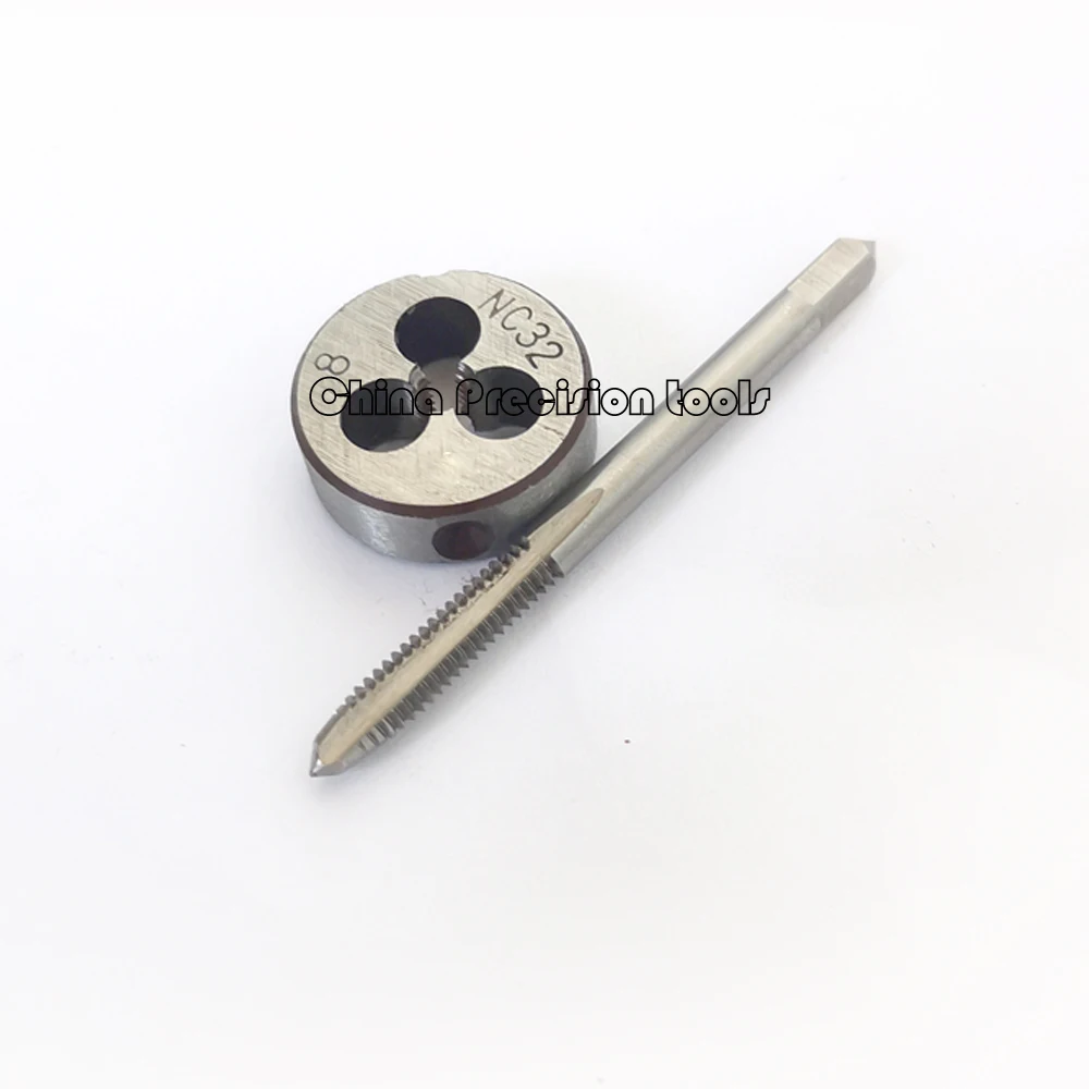 2 pezzi HSS unificated thread tap and die set UNC UN #0-80 #1-64 #2-56 #4-40 5-40 6-32 8-32 10-24 12-24 rubinetti a flauto dritto matrici rotonde