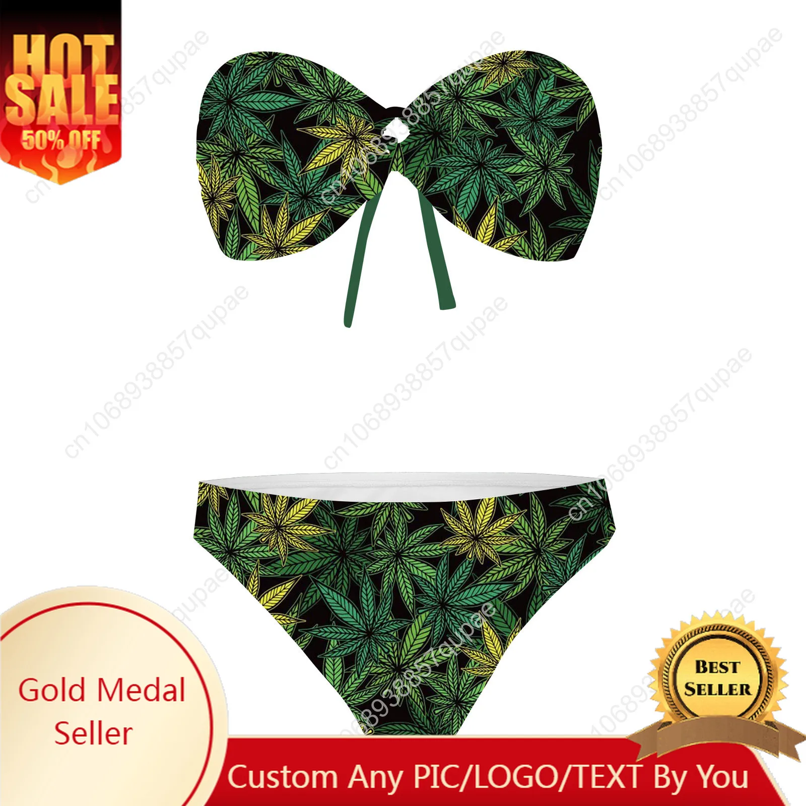 

Leaf Weed Rasta MarijuanaЖелтый зеленый купальник без бретелек женские купальные костюмы купальники бассейн пляж сексуальное бикини на заказ пляжная одежда