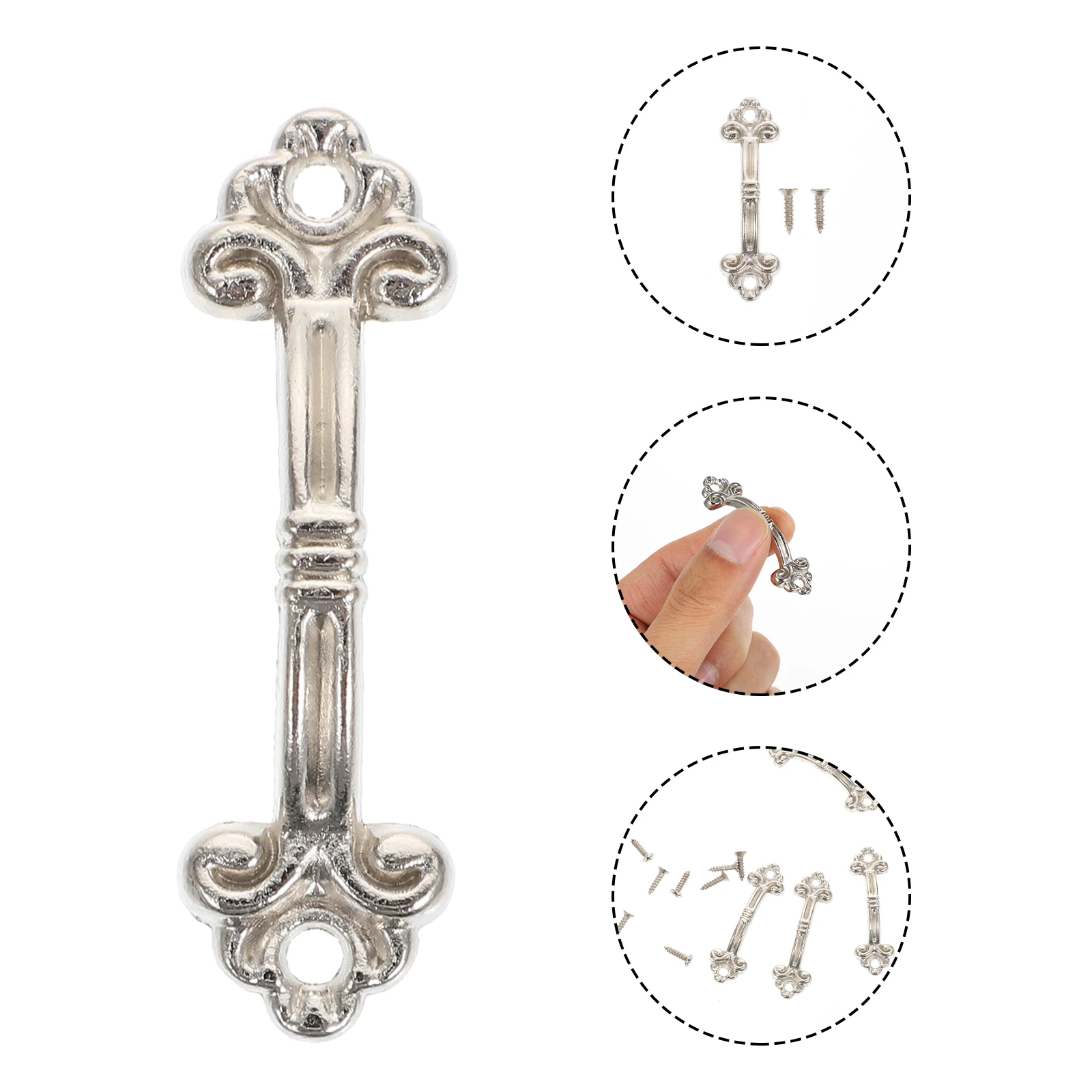 

1 set Mini Drawer Knobs Cabinet Knobs Decorative Cabinet Handles Silver 47x14mm Durable Furniture Pulls Hardware
