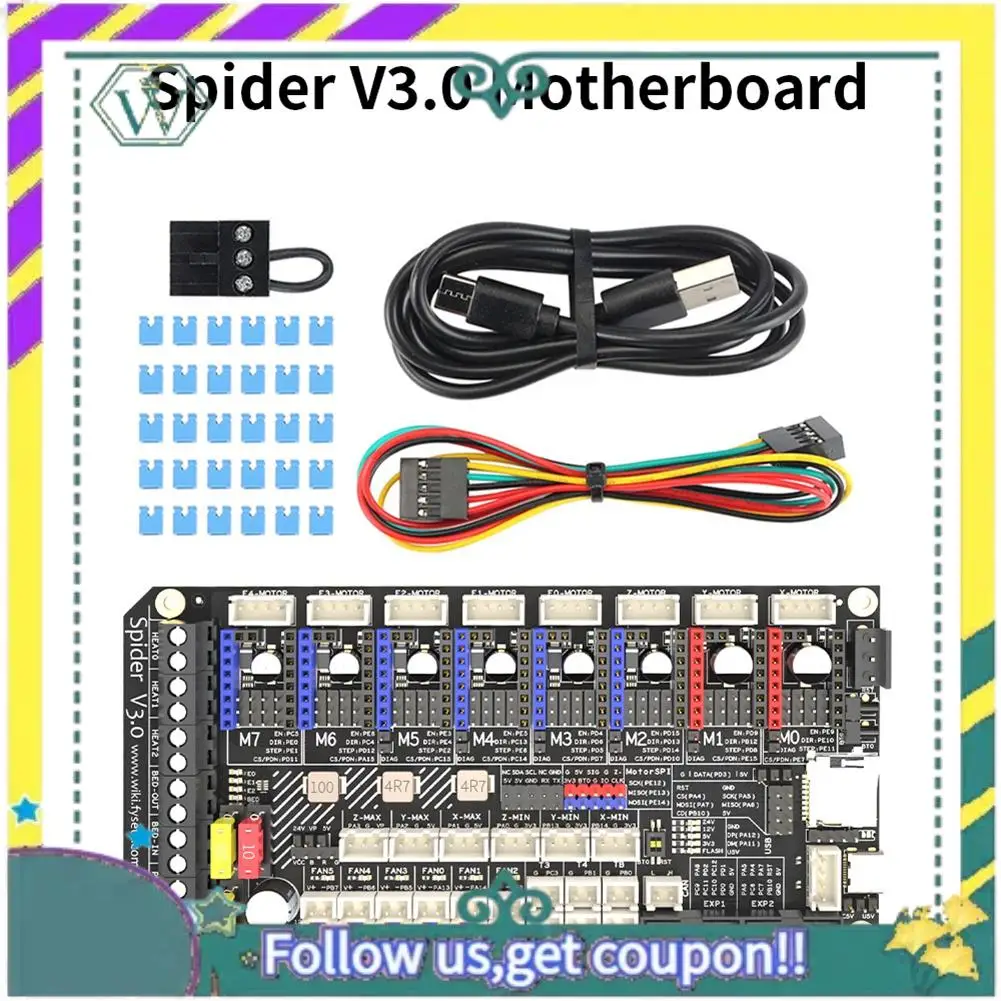 NEW Spider V3.0 H7 32 Bit Motherboard Drive 24V/48V Power Supply Board 8 Axis TMC5160T TMC2209 High Speed For Voron