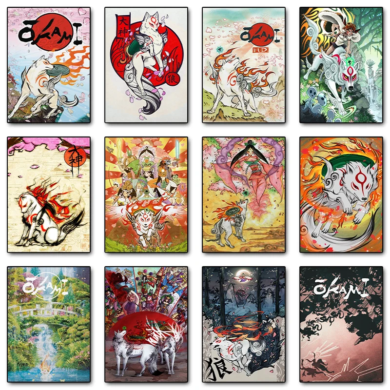 Hot Action Adventure Game Okami Posters and Prints Canvas Printing Vintage Wall Art Picture for Gaming Room Home Decor Gifts