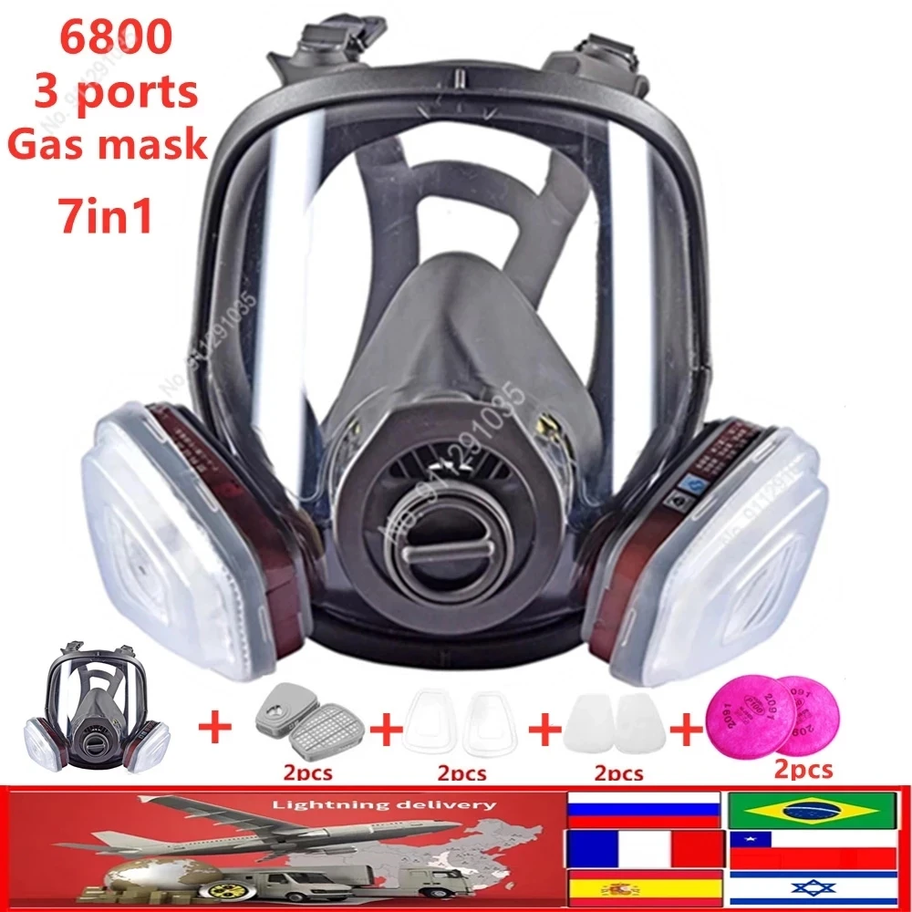 3 interface 6800 mask combination 6001/SJL filter With 5N11 filter cotton / 501 filter box Respirator gas mask