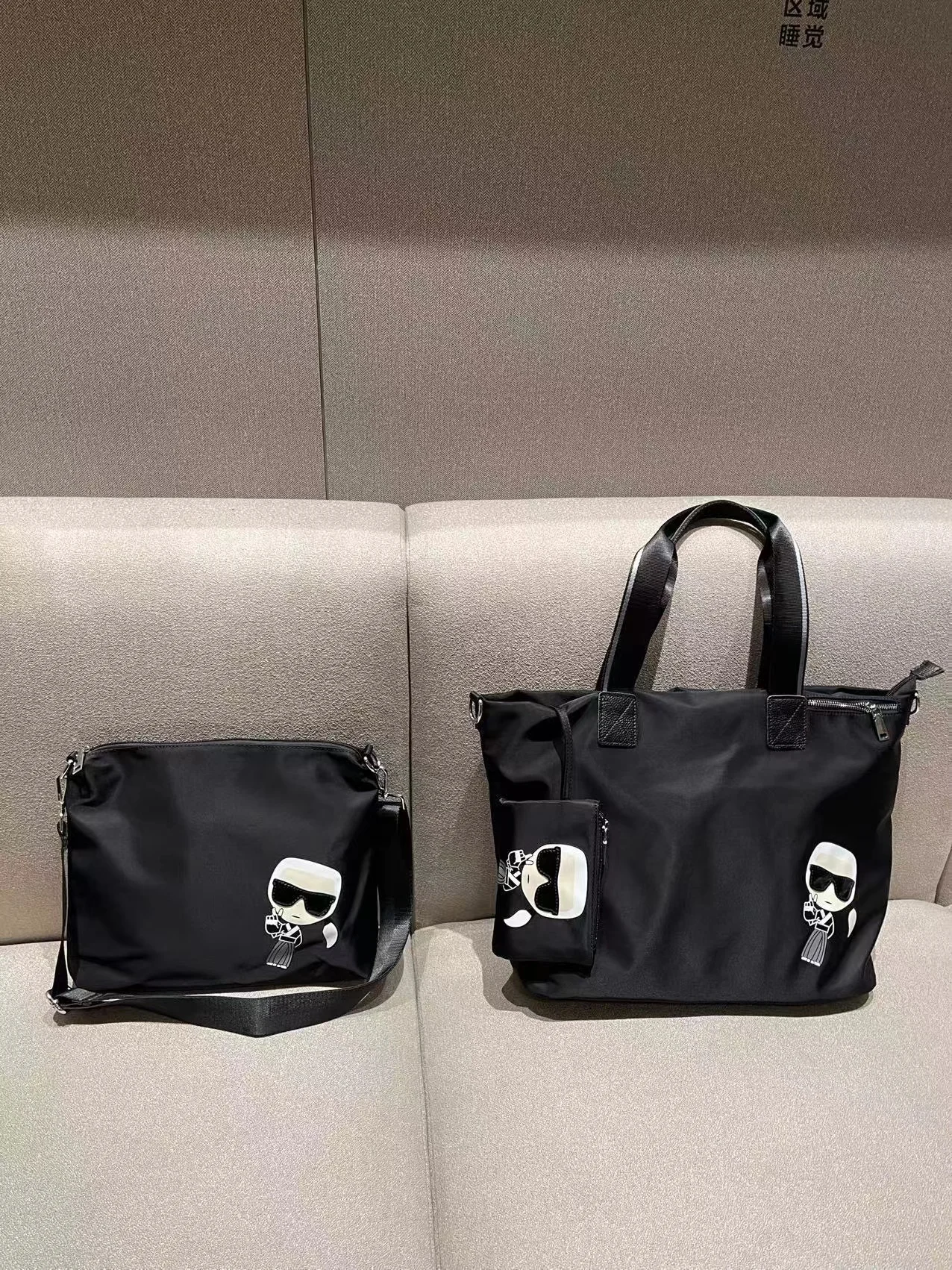 large-capacity-three-piece-set-tote-bag-rhinestone-high-end-waterproof-nylon-casual-single-shoulder-bag