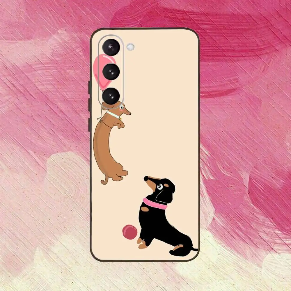 Funda de teléfono con perro salchicha y salchicha para Samsung Galaxy A73,A72,A71,A70,A53,A52,A51, otras fundas negras suaves