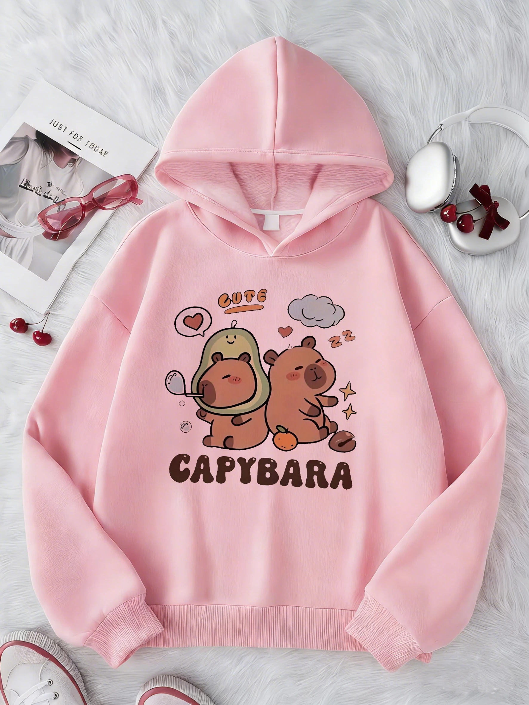 Frühlings-Hoodie Capybara Mädchen Kapuzenpullover Kinder-Sweatshirt Niedlicher Kapuzenpulli für Jungen Mädchen Lässige Hoodies