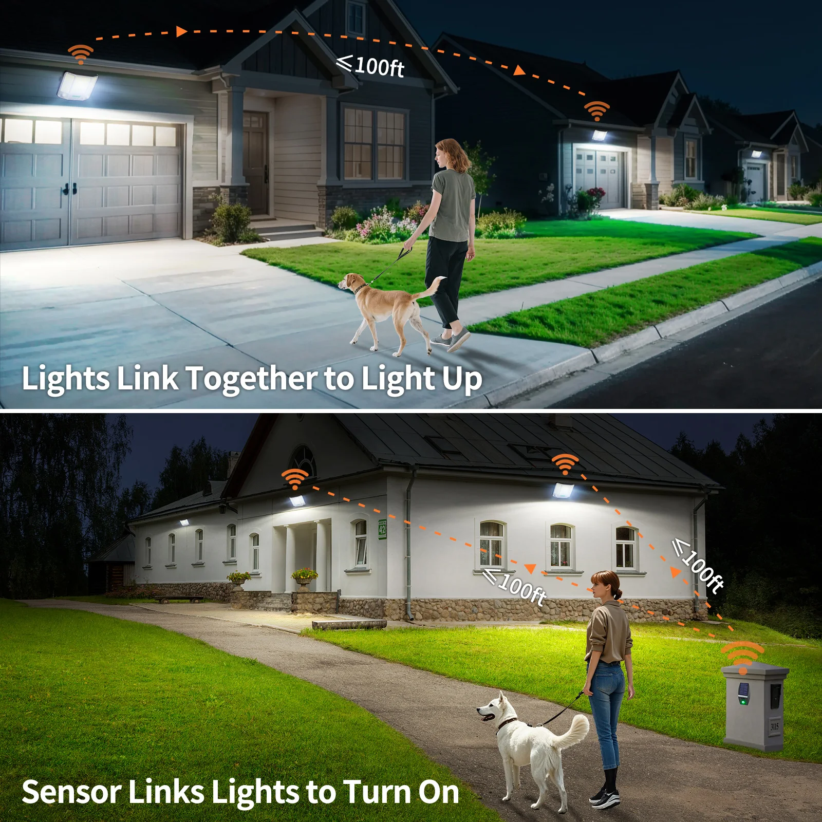 intelamp Long Battery Life Outdoor Solar Flood Lights With Super Large Solar Panel 3 Motion Sensors For Garden Yard Path Garage