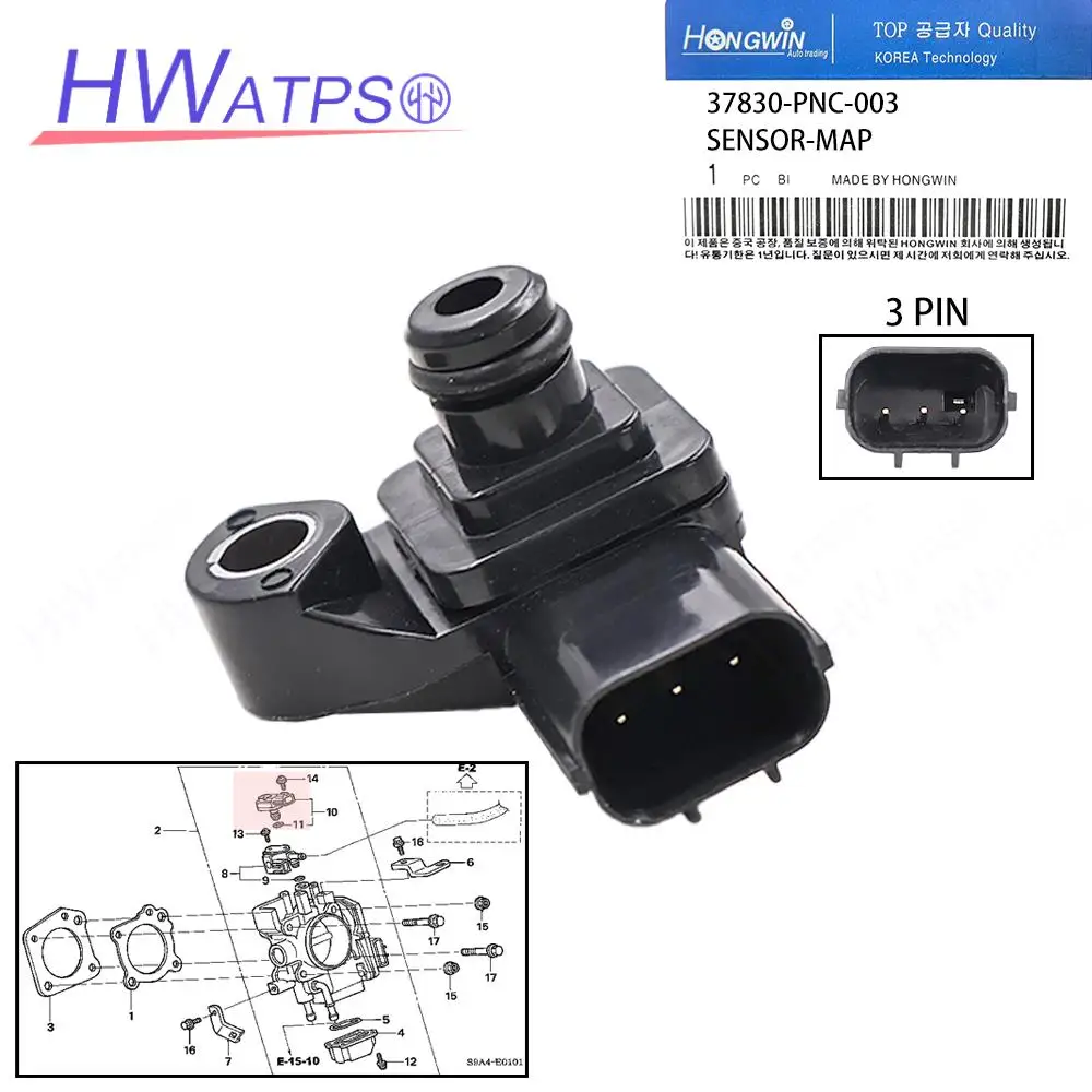 37830-PNC-003 079800-7240 For MAP Sensor Assembly CR-V 2005-2006 Accord 2005-2007 Odyssey 2005-2006 Pilot 2007-2008