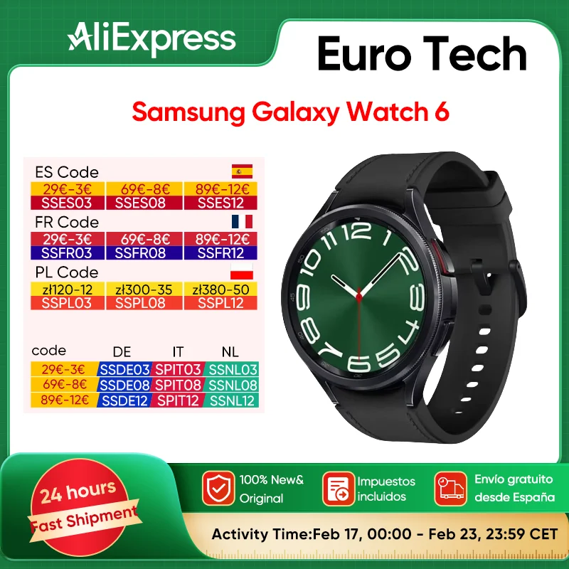 Samsung Galaxy Watch 6 Classic Smartwatch 43MM Bluetooth 5.3 1.3'' AMOLED Display 300mAh Battery Wifi NFC GPS IP68 Waterproof