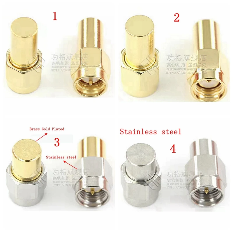 1PCS Load 1W 6/10/18GHz 50 Ohm SMA/RPSMA Male Connectors Brass/Stainless steel RF Termination Dummy Cap Accessories High Quality