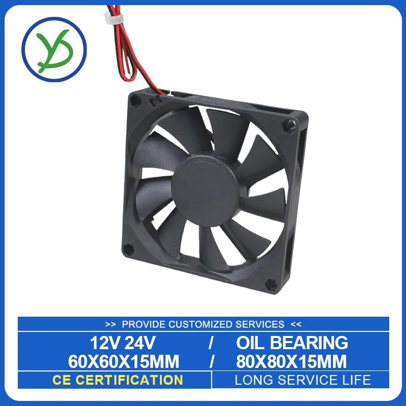 Вентилятор охлаждения 12 В 24 В 6015 8015 Вентилятор охлаждения Масляный подшипник Нагреватель Аксессуары для корпуса компьютера ПК Кулер графического процессора Охлаждение радиатора