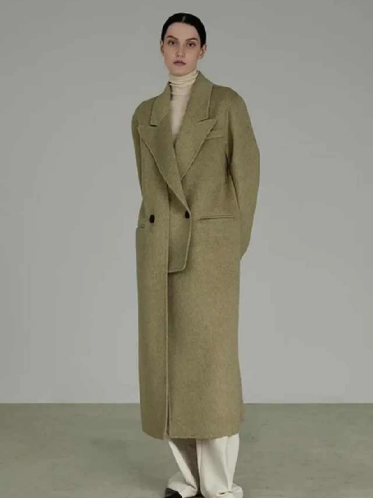 Elegant Women's Long Wool Blend Coat Double Breasted Warm Outerwear For Autumn Winter Casual Customized Overcoat