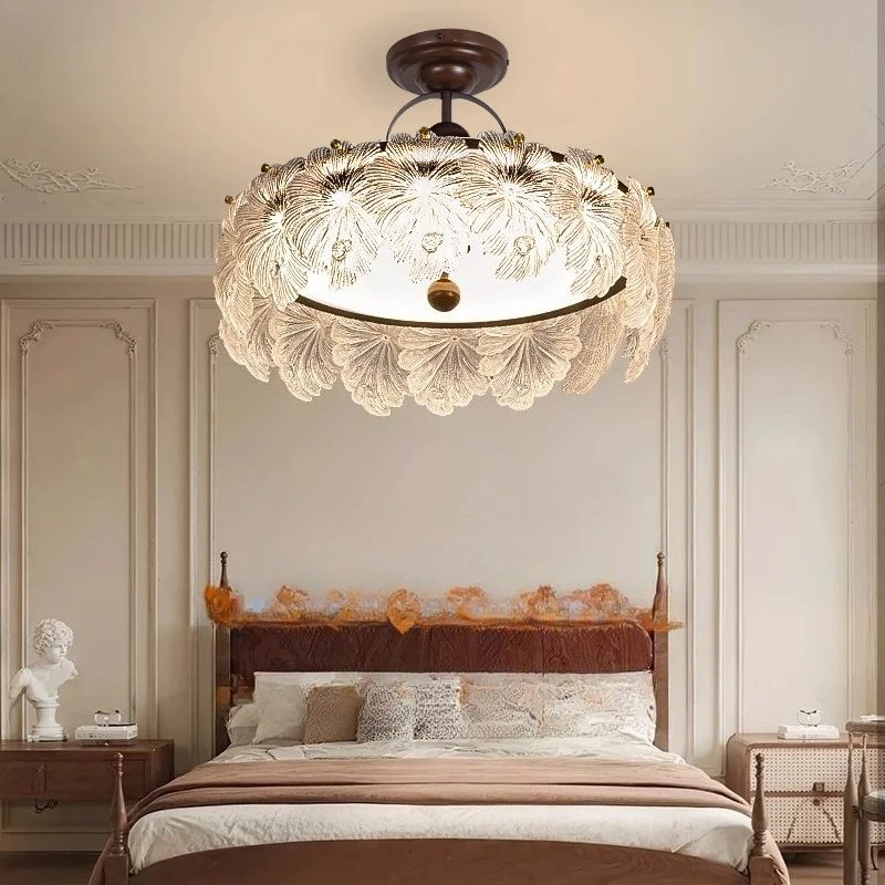 

Spanish Crystal Glass Flower Ceiling Lights High-end Feeling Master Bedroom LED Atmospheric Lamps Decorative Home Villa Hotel