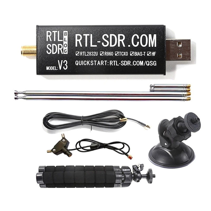 For RTL-SDR Blog V3 R820T2 Upgrade R860T TCXO Software Radio Receiver Black Radio Receiver