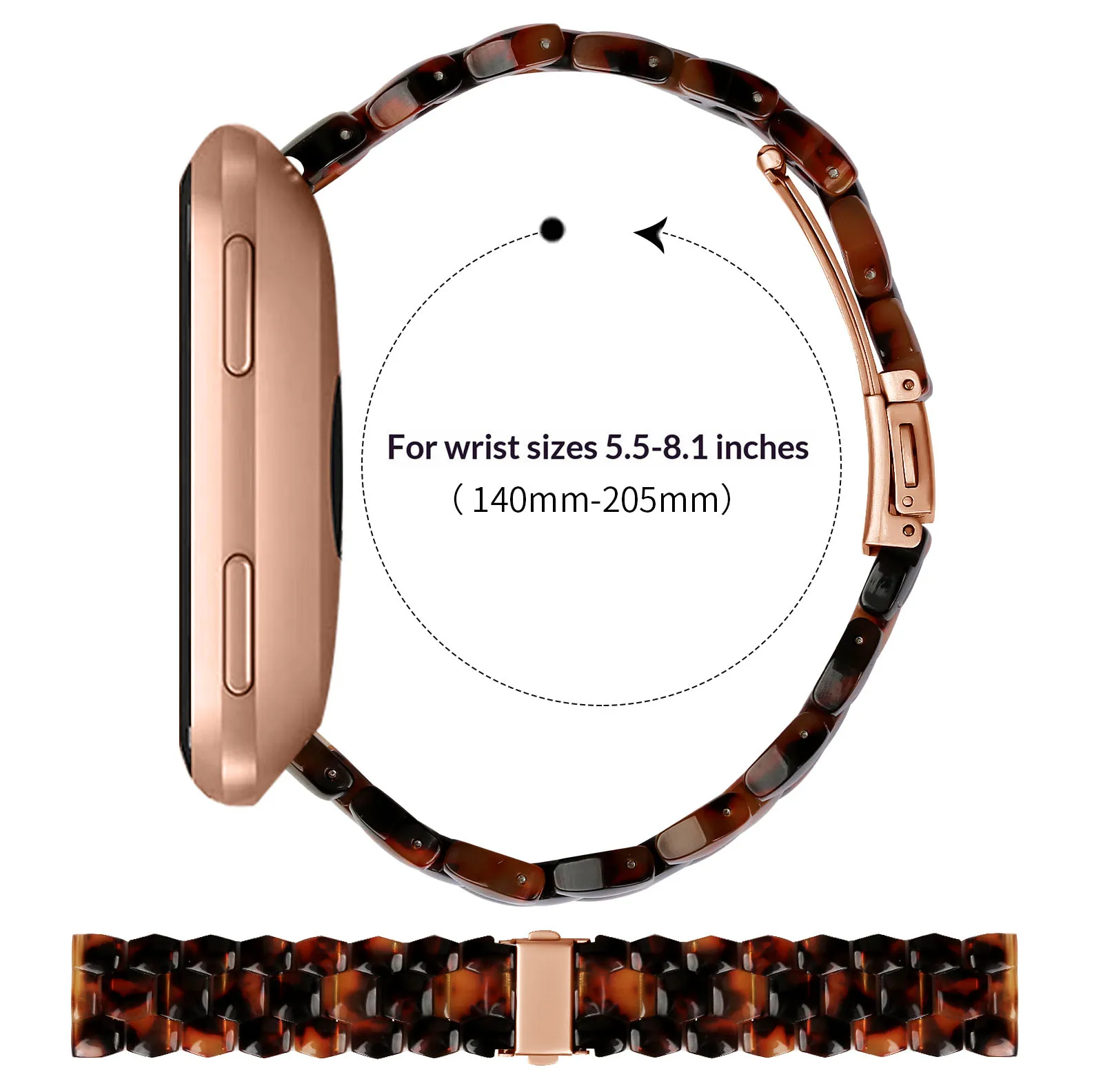 

Hexagonal Resin Strap for Fitbit Versa 2 / Versa Lite / Versa Waterproof Watch Band - Tortoiseshell