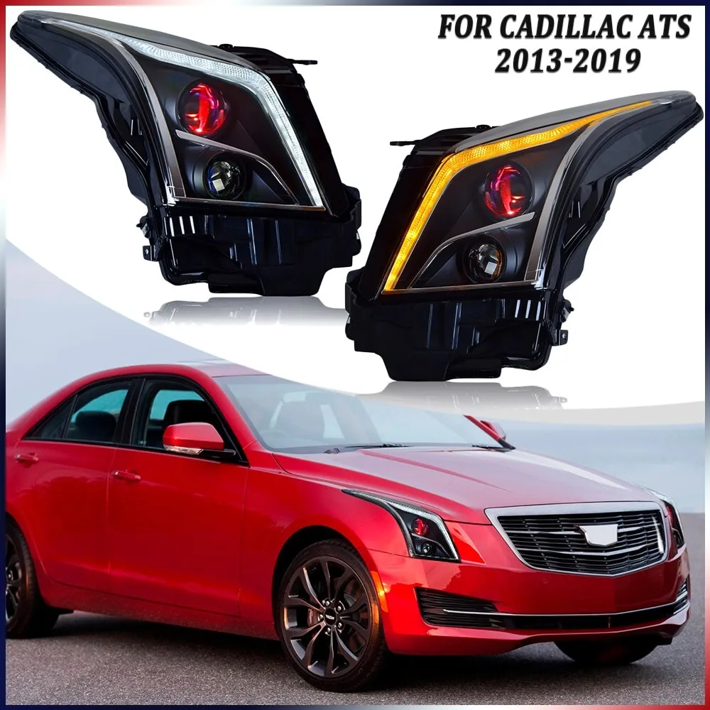 

1 пара светодиодных фар в сборе для Cadillac ATS 2013-2019, передняя фара, последовательная сборка, аксессуары для фар DRL