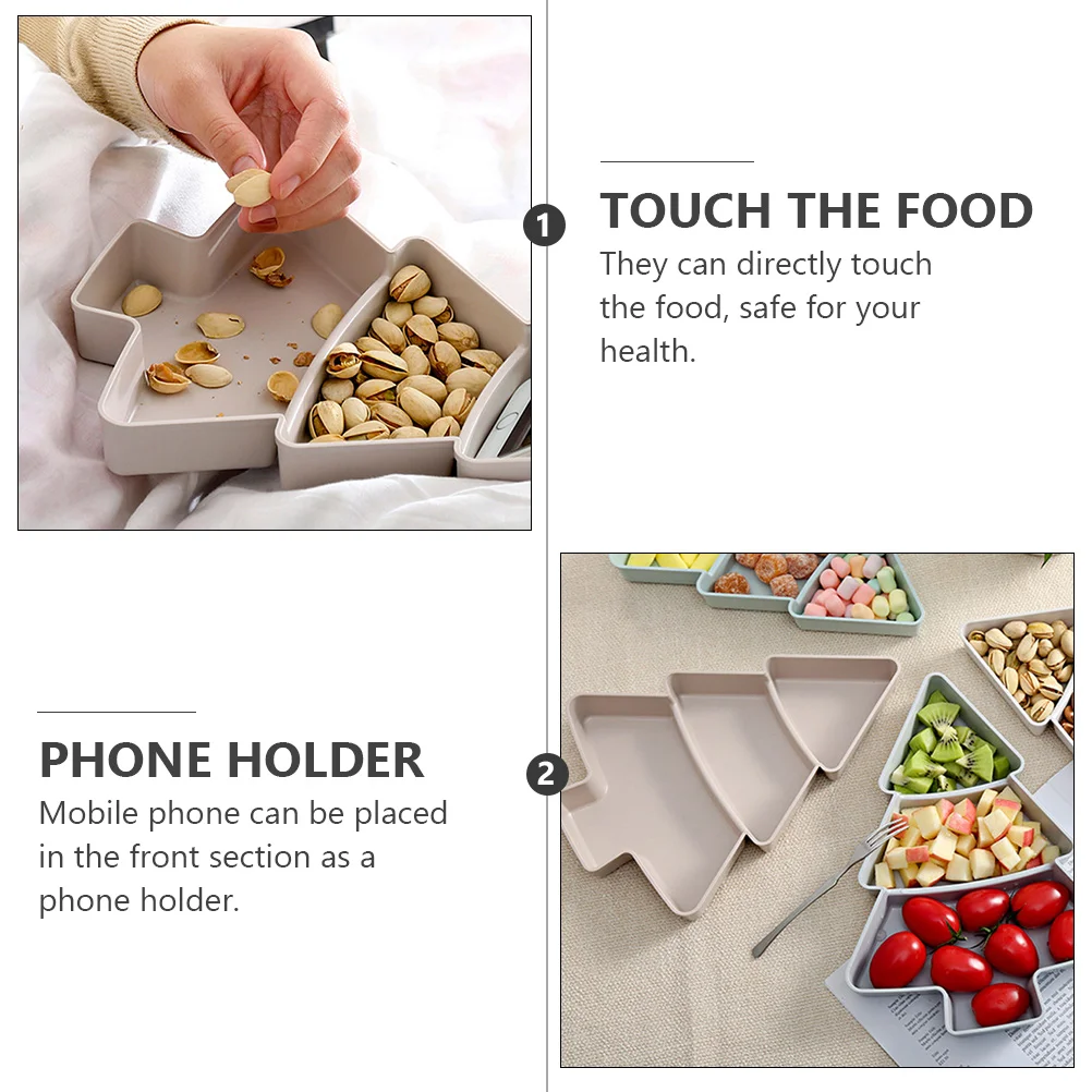 

2pcs Christmas Tree Shape Fruit Tray Plastic Snack Storage Container For Dried Fruits Nuts Candy Moisture Proof Reusable Bpa