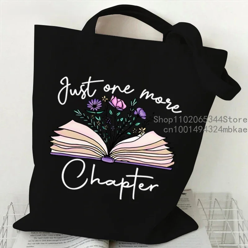 Books and Wildflower Canvas Tote Bag Women Bookworm Shoulder Bags Fashion Flower Trend Book Lovers Shopping Bag Teen Handbags