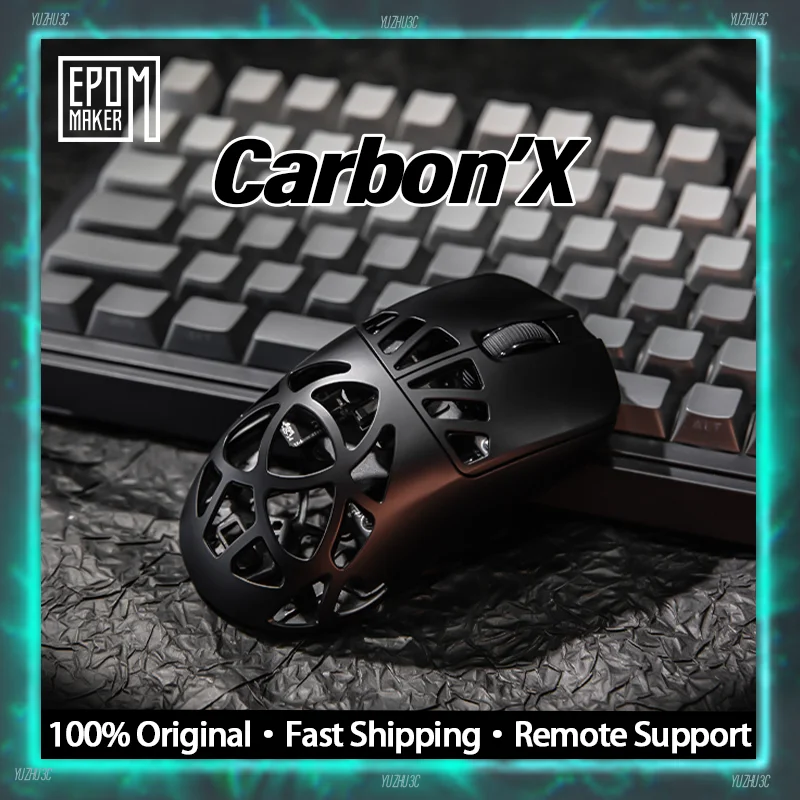 Epomaker Carbon X Wireless Gaming Mouse Carbon Fiber Shell Hollow Lightweight Design Adjustable 30000DPI 8000Hz Polling Rate