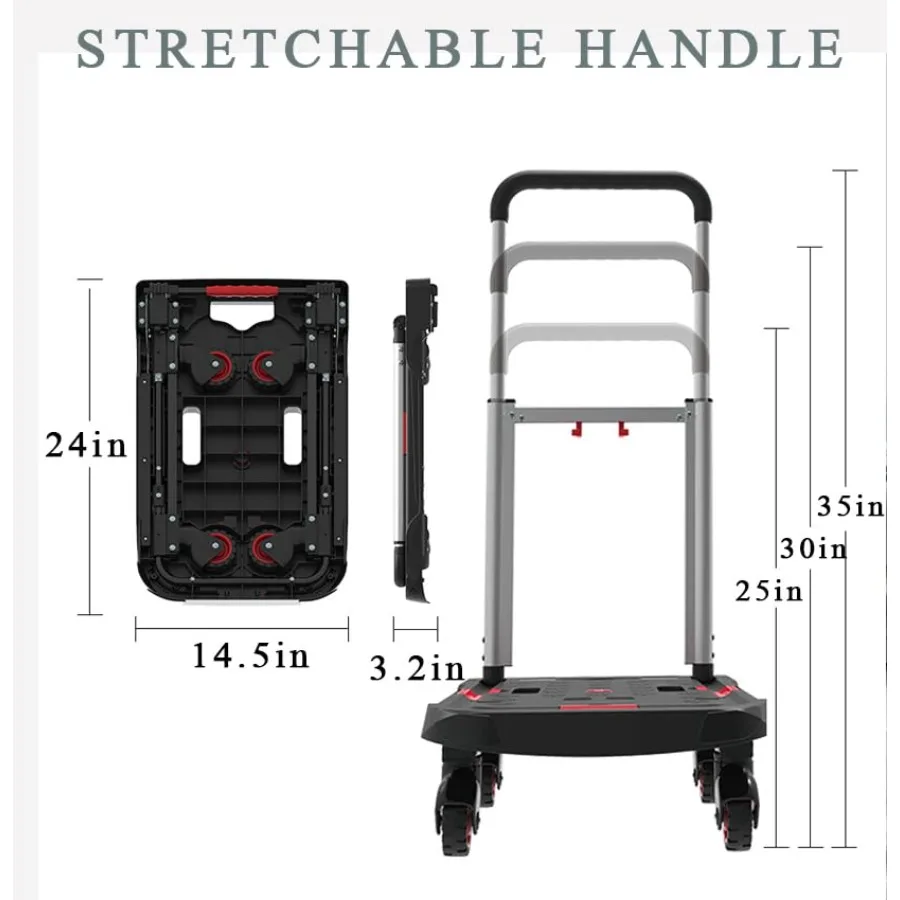 شاحنة يدوية متعددة الاستخدامات قابلة للطي مع تصميم مدمج خفيف الوزن وسهل التجميع للاستخدام العائلي، حل تخزين محمول Featuri