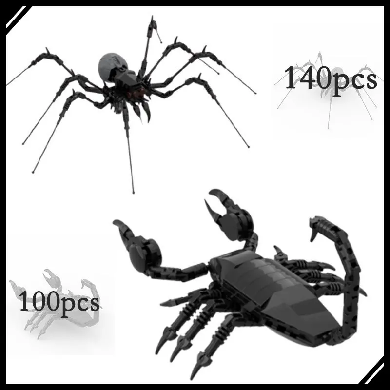 

Black Scorpion Spider Building Blocks Model Insect Animal Assembly Set Creepy Creature Transform Toy Creative Display Figure